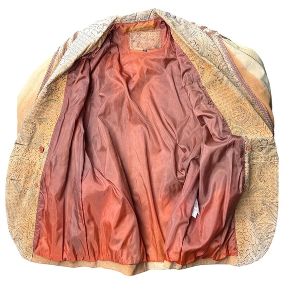 Vintage Suzie's‎ Fashion Genuine Leather Western Jacket Tooled Panels Brown M - Picture 8 of 10